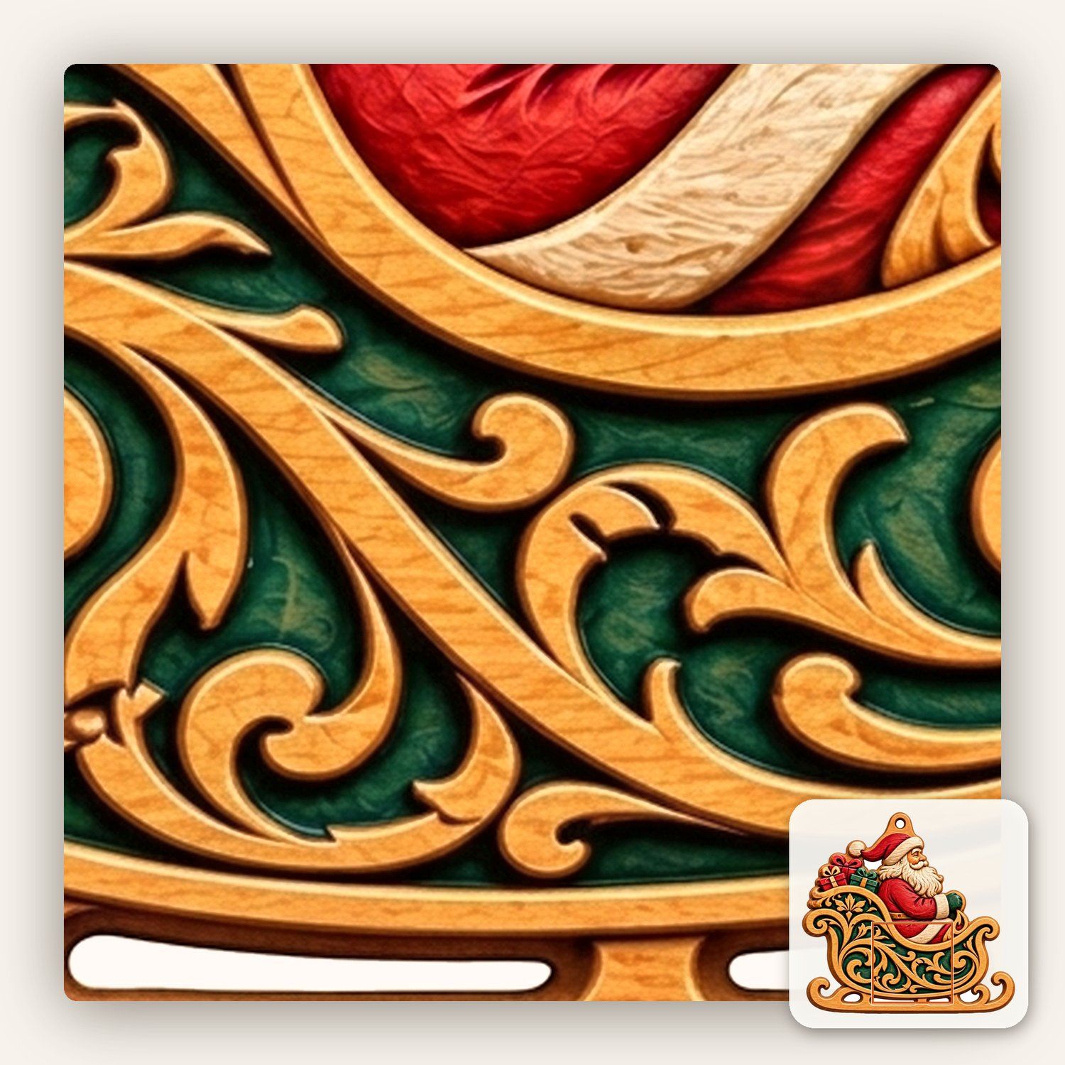 Santa Claus Sleigh Ornament CNC Relief STL bas-relief STL — view 12