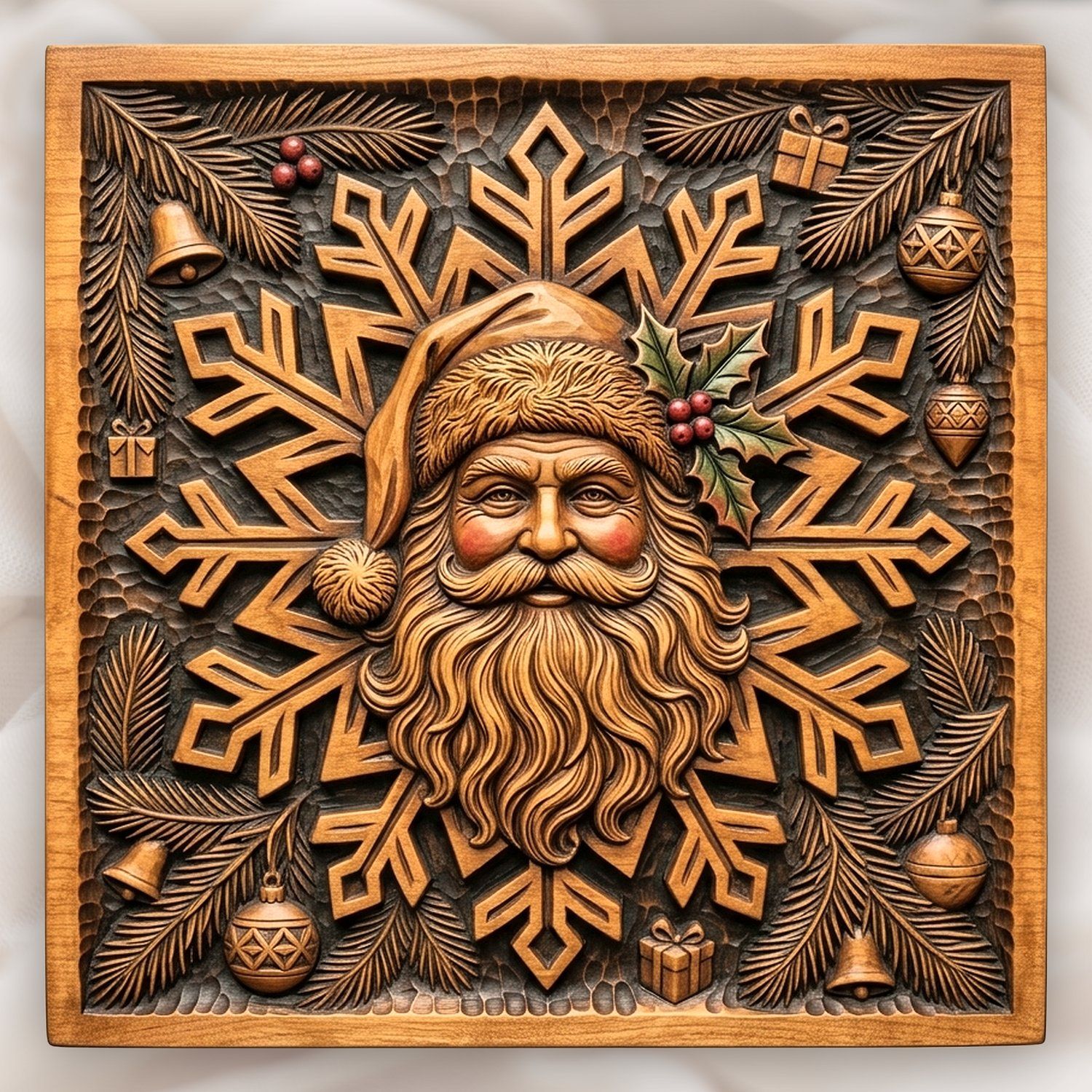 Santa Claus Snowflake Christmas Decor CNC Relief STL bas-relief STL design