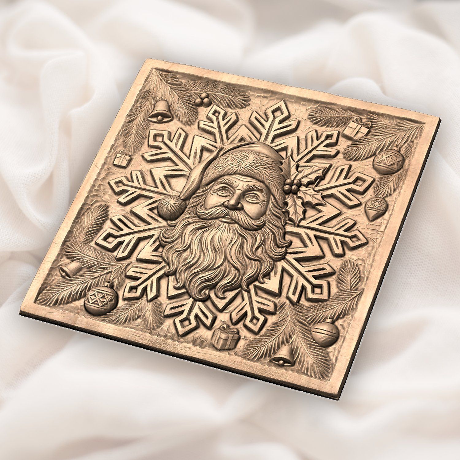 Santa Claus Snowflake Christmas Decor CNC Relief STL bas-relief STL — view 5