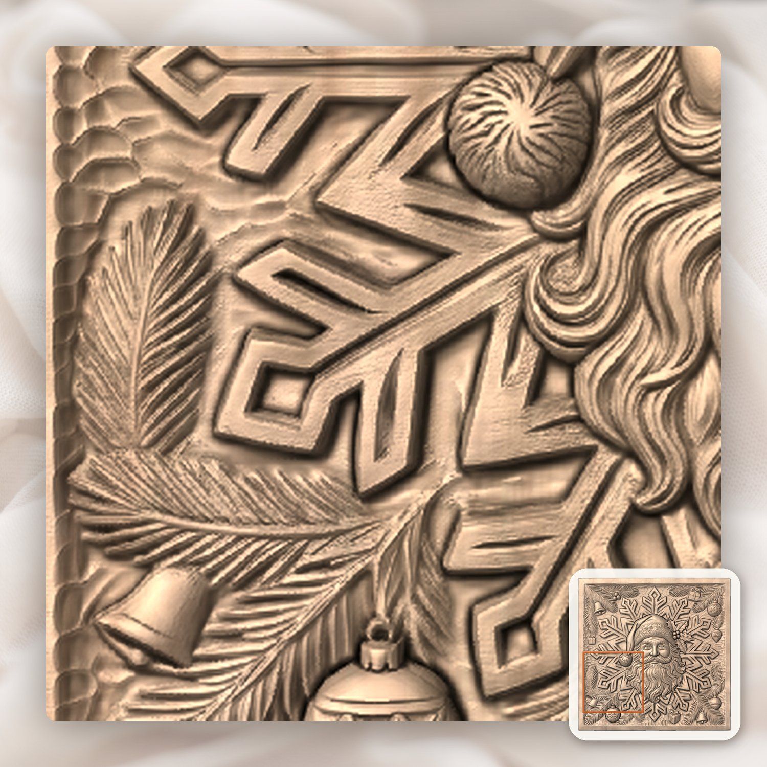 Santa Claus Snowflake Christmas Decor CNC Relief STL bas-relief STL — view 8