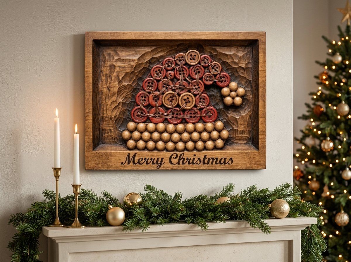 Santa Hat Button Art Merry Christmas CNC Relief STL bas-relief STL — view 12