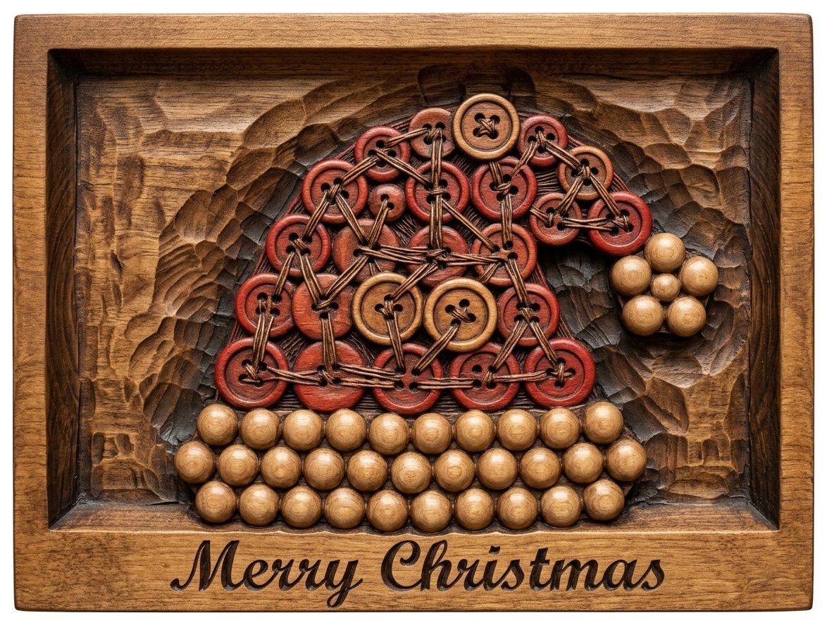 Santa Hat Button Art Merry Christmas CNC Relief STL bas-relief STL — view 13