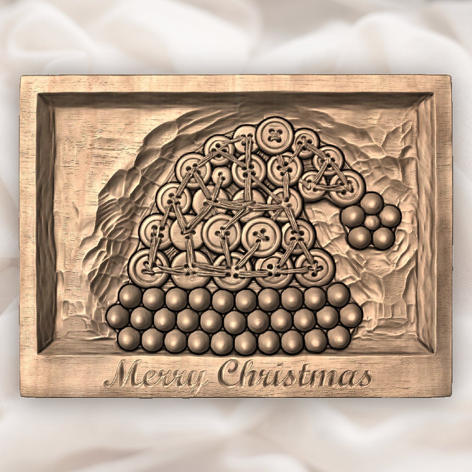 Santa Hat Button Art Merry Christmas CNC Relief STL bas-relief STL — view 4