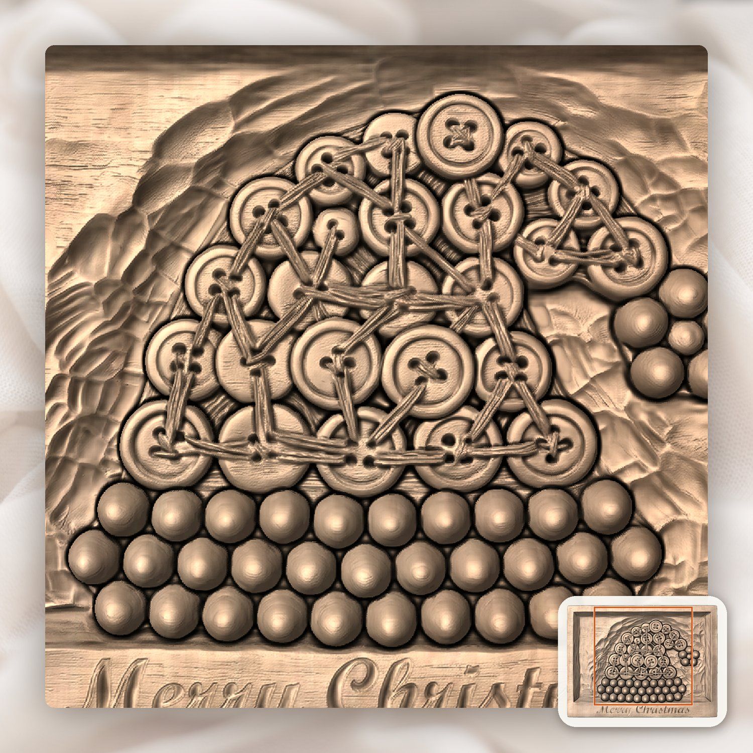 Santa Hat Button Art Merry Christmas CNC Relief STL bas-relief STL — view 6