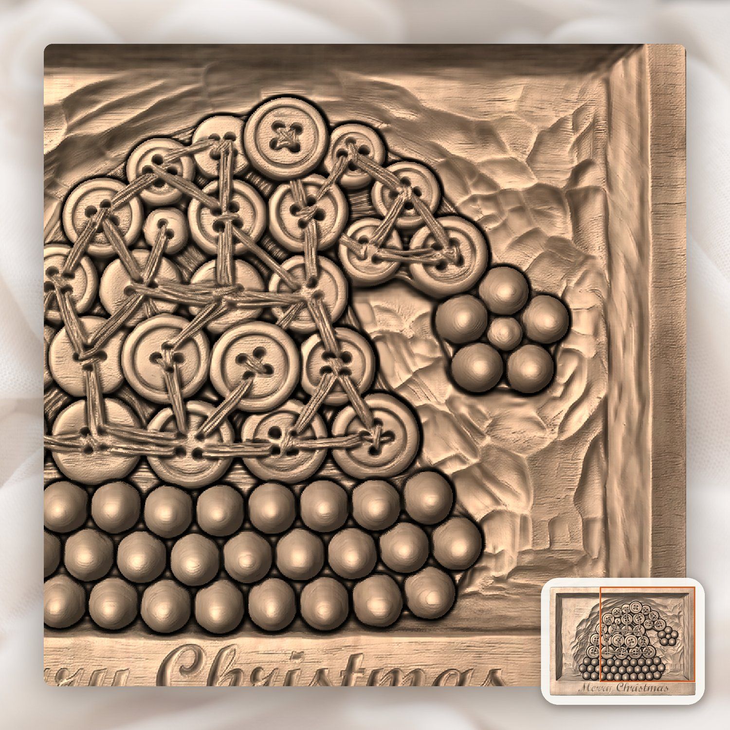 Santa Hat Button Art Merry Christmas CNC Relief STL bas-relief STL — view 8