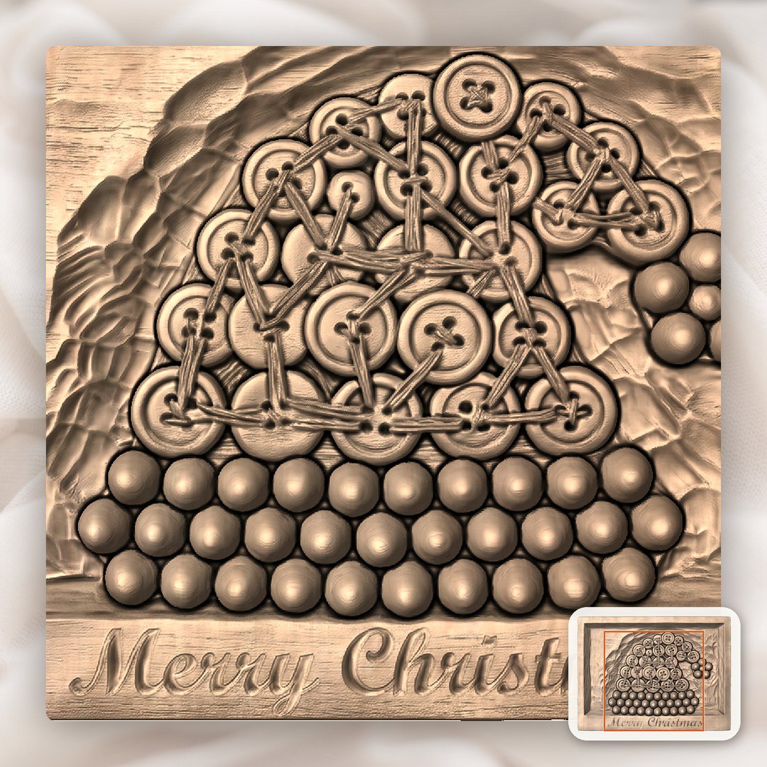Santa Hat Button Art Merry Christmas CNC Relief STL bas-relief STL — view 9