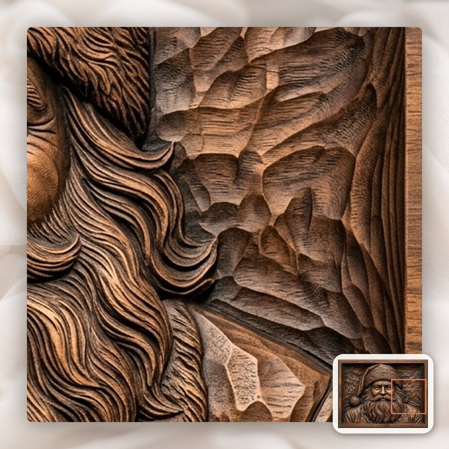Santa Portrait Wood CNC Relief STL bas-relief STL — view 12