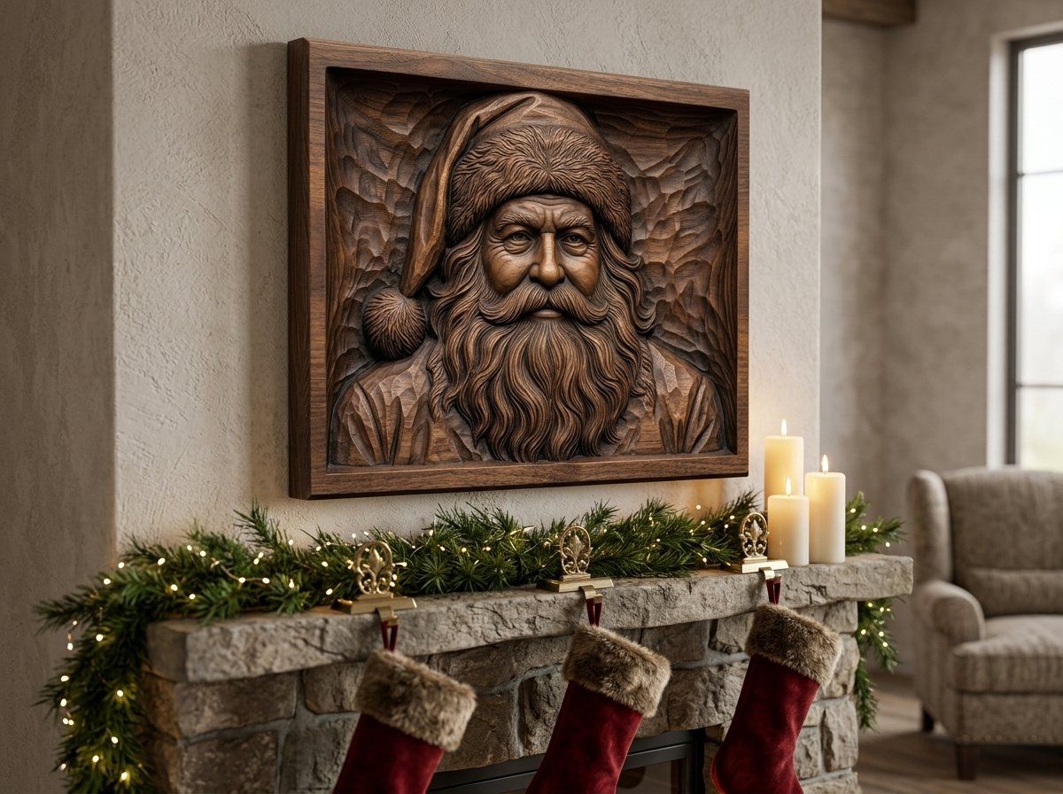 Santa Portrait Wood CNC Relief STL bas-relief STL — view 13