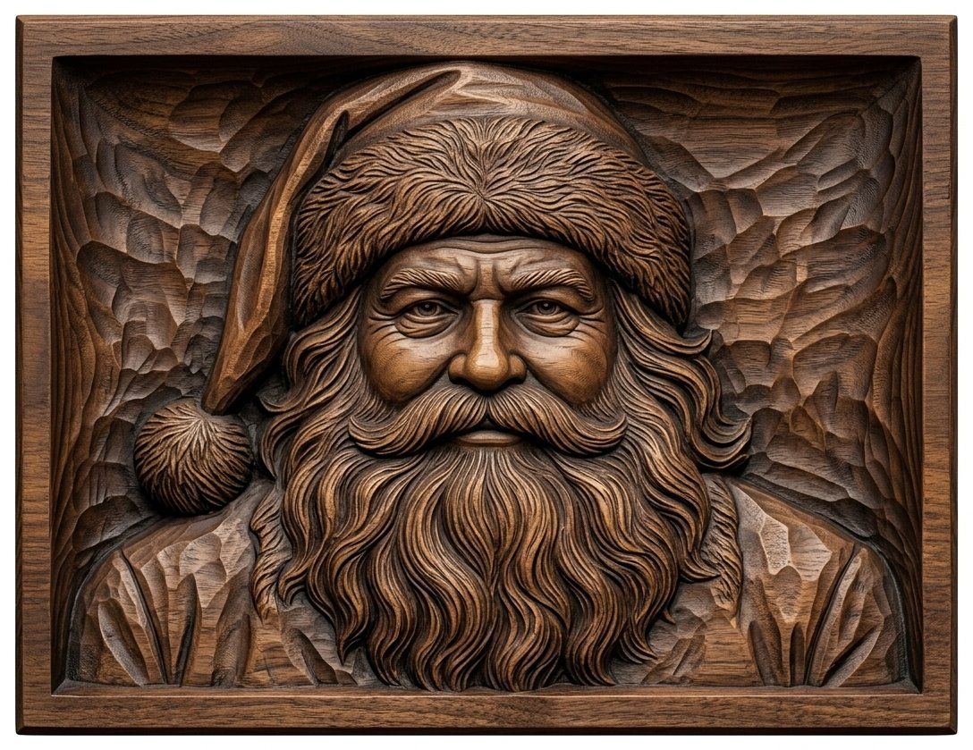 Santa Portrait Wood CNC Relief STL bas-relief STL — view 4