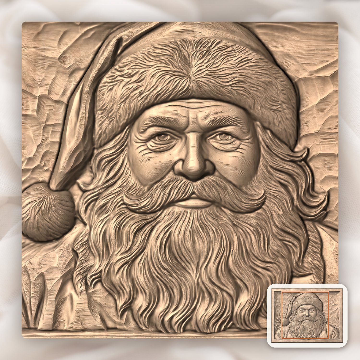 Santa Portrait Wood CNC Relief STL bas-relief STL — view 7