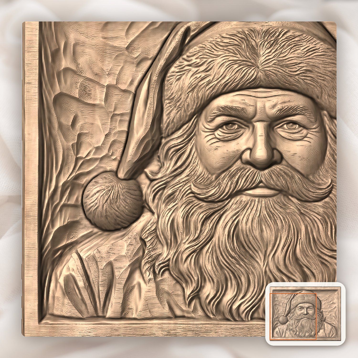 Santa Portrait Wood CNC Relief STL bas-relief STL — view 8