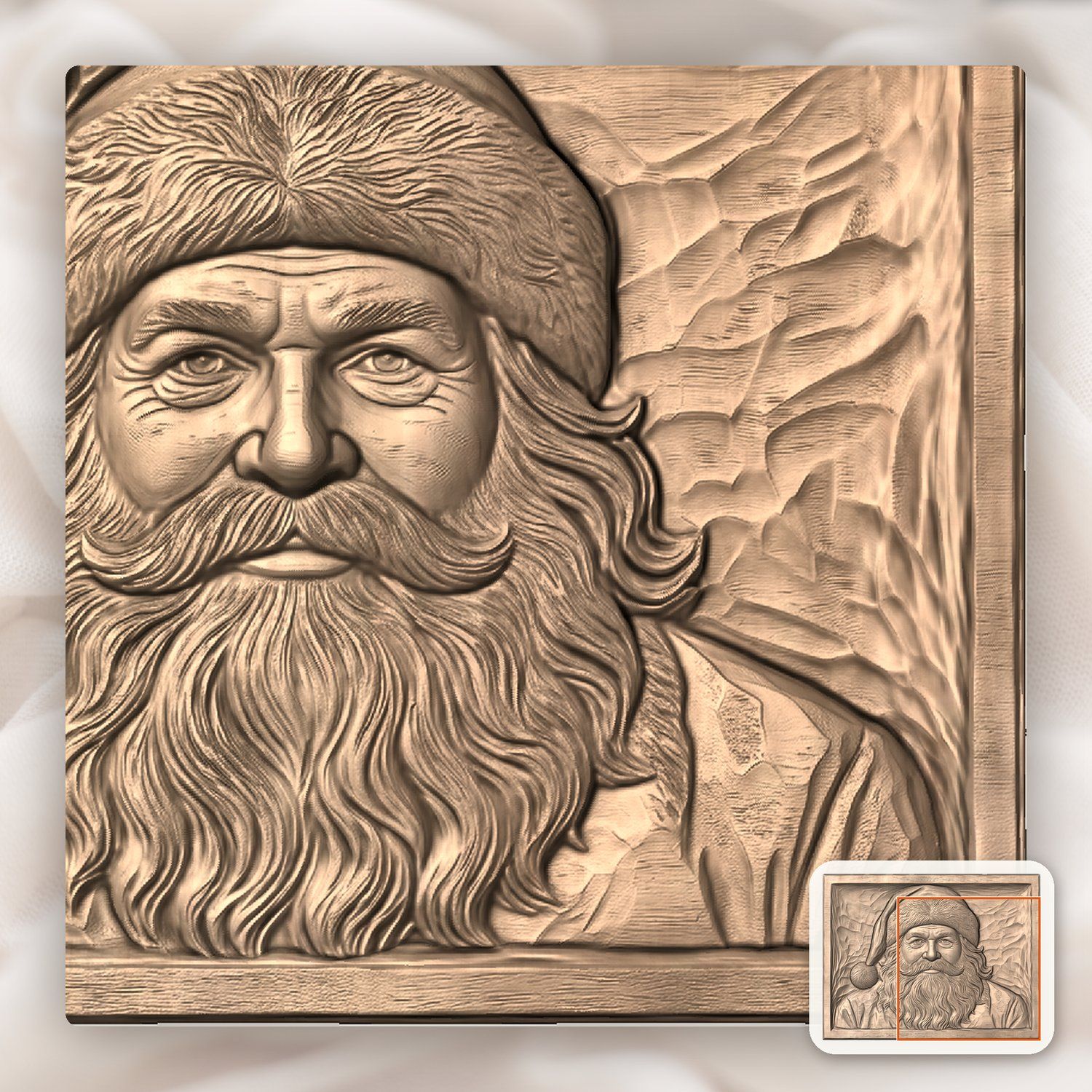 Santa Portrait Wood CNC Relief STL bas-relief STL — view 9