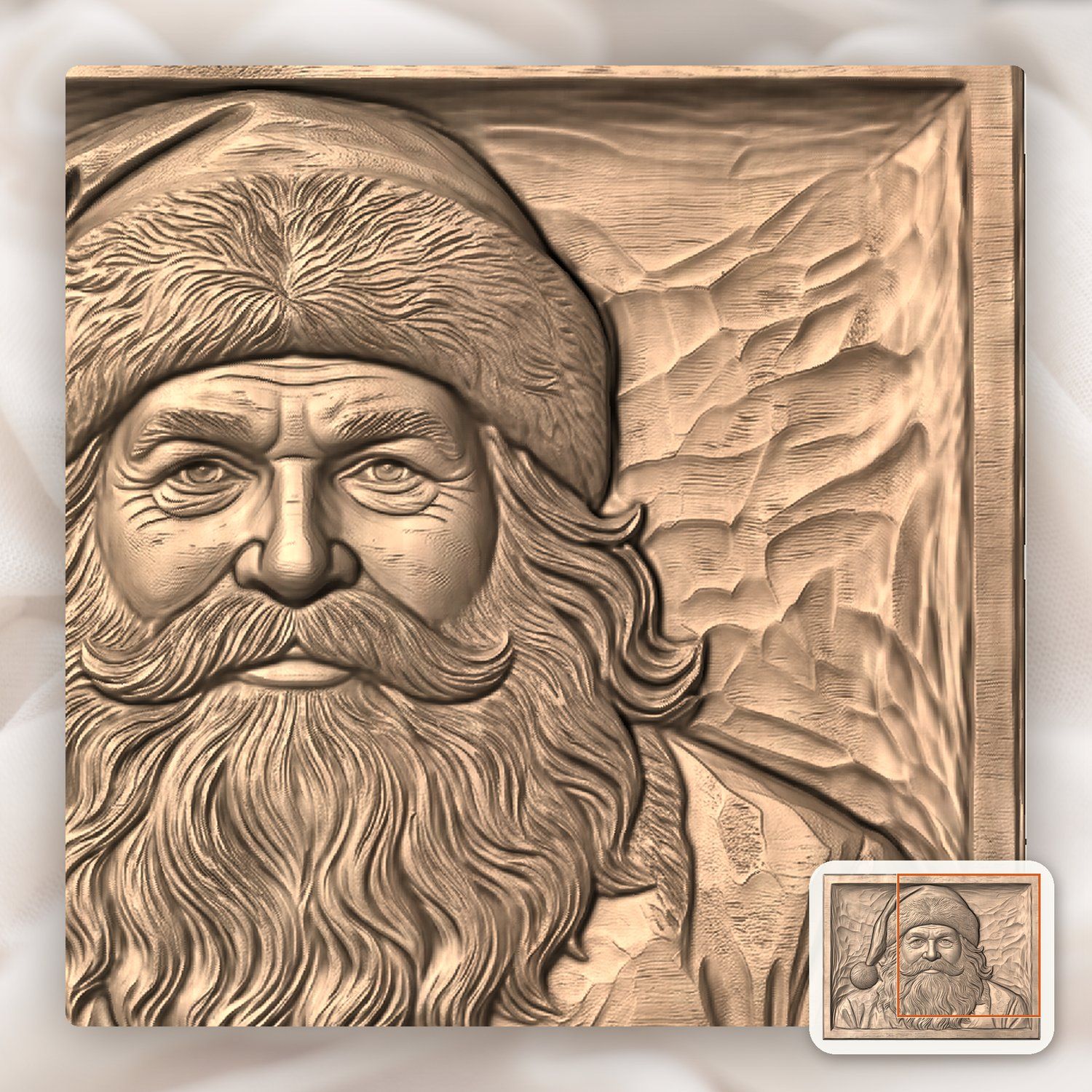 Santa Portrait Wood CNC Relief STL bas-relief STL — view 10