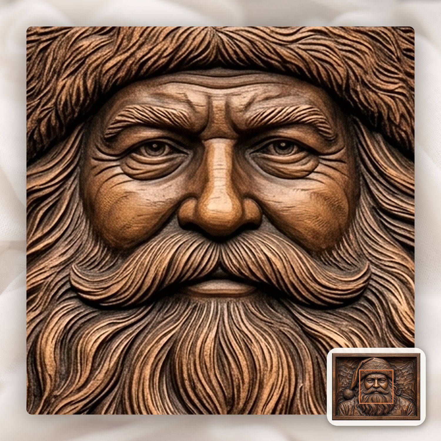 Santa Portrait Wood CNC Relief STL bas-relief STL — view 11