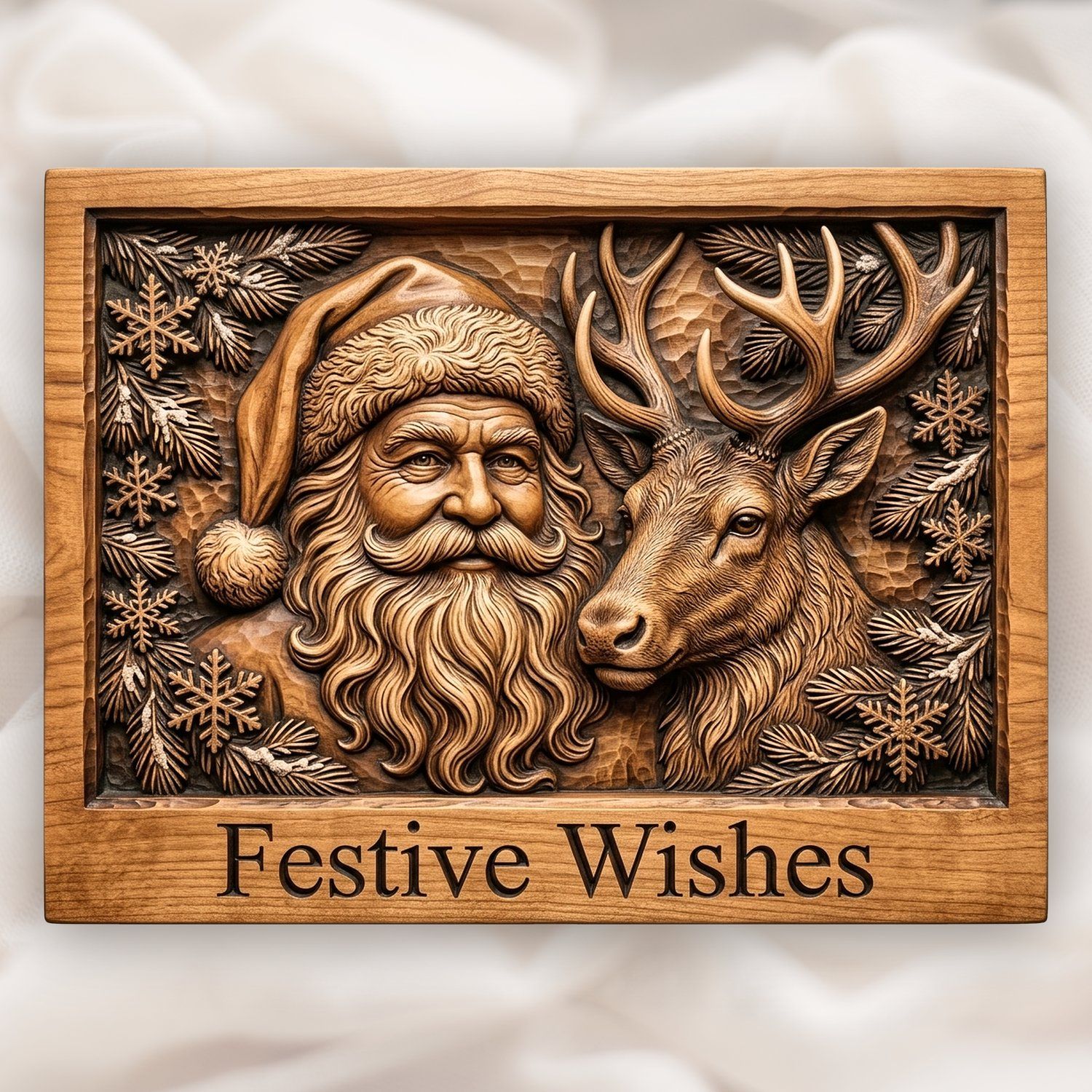 Santa Reindeer Christmas CNC Relief STL bas-relief STL design