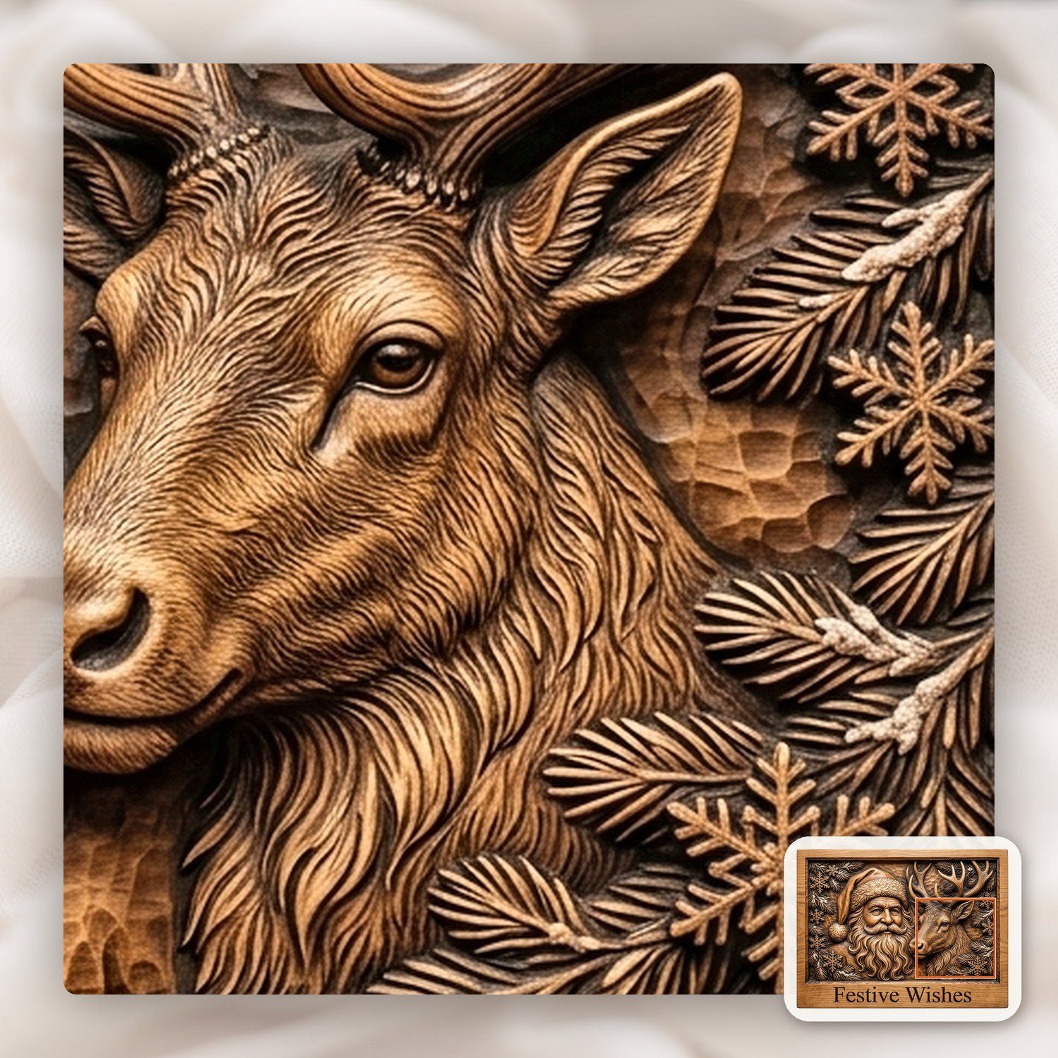 Santa Reindeer Christmas CNC Relief STL bas-relief STL — view 13