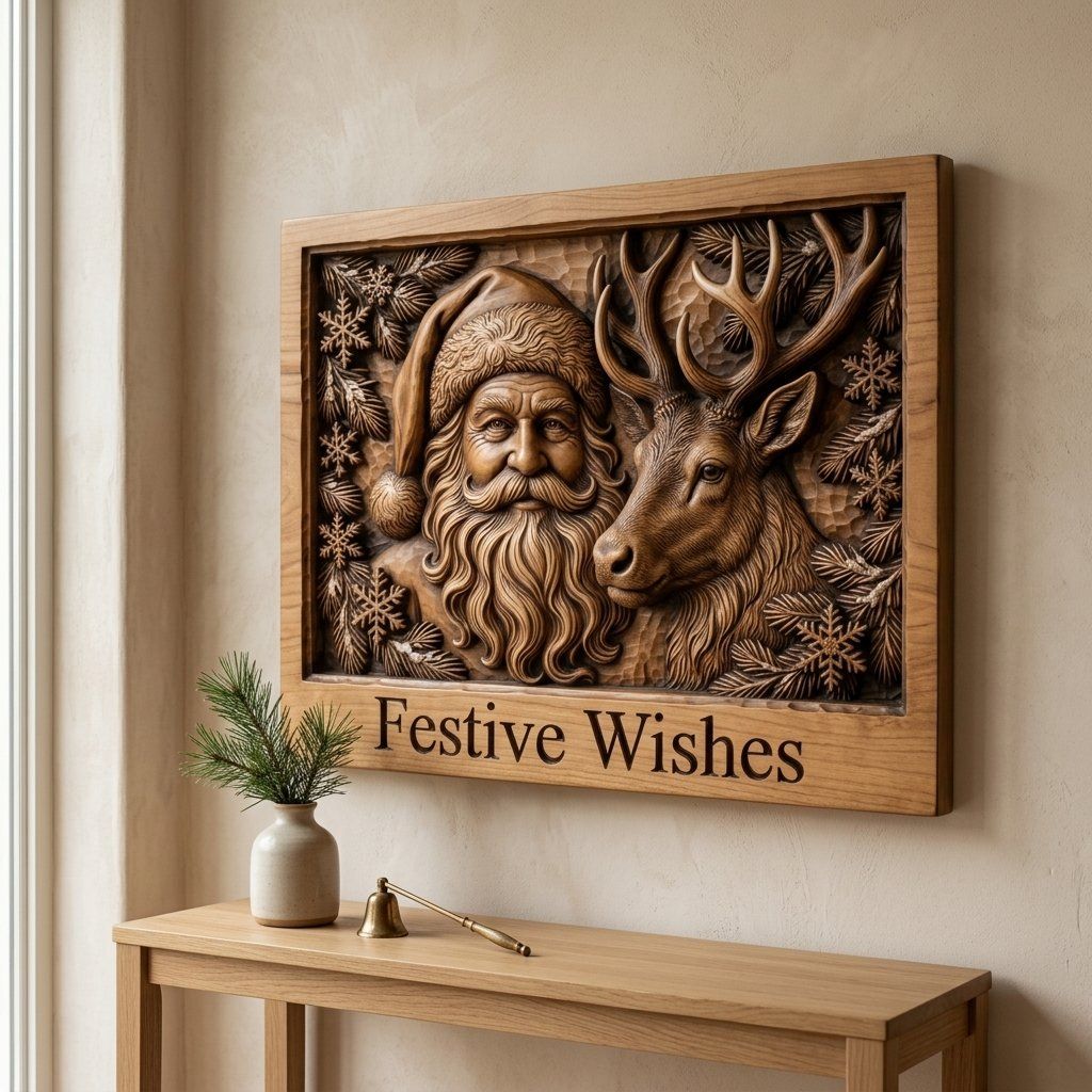 Santa Reindeer Christmas CNC Relief STL bas-relief STL — view 14