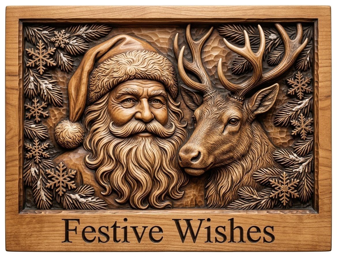 Santa Reindeer Christmas CNC Relief STL bas-relief STL — view 11