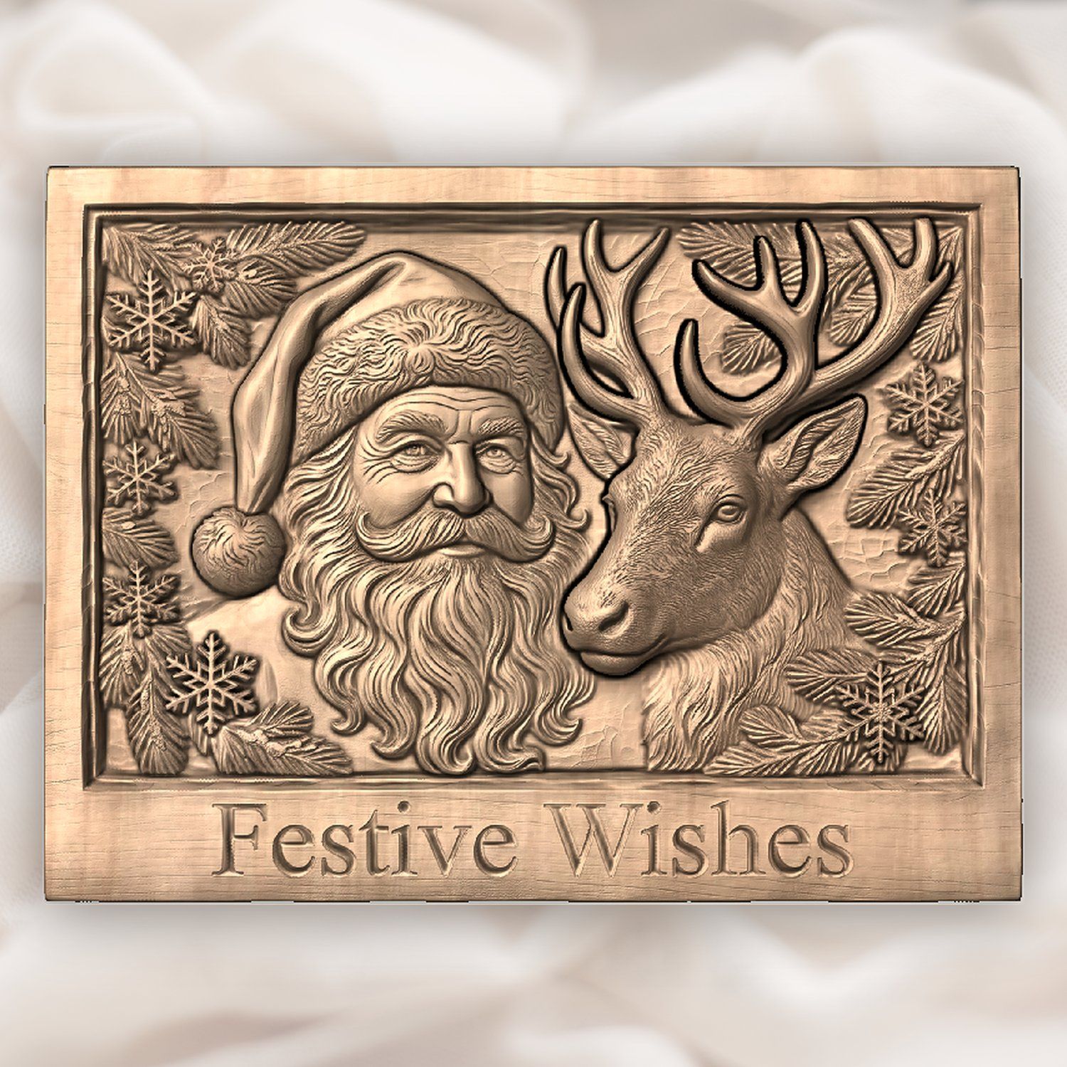 Santa Reindeer Christmas CNC Relief STL bas-relief STL — view 4