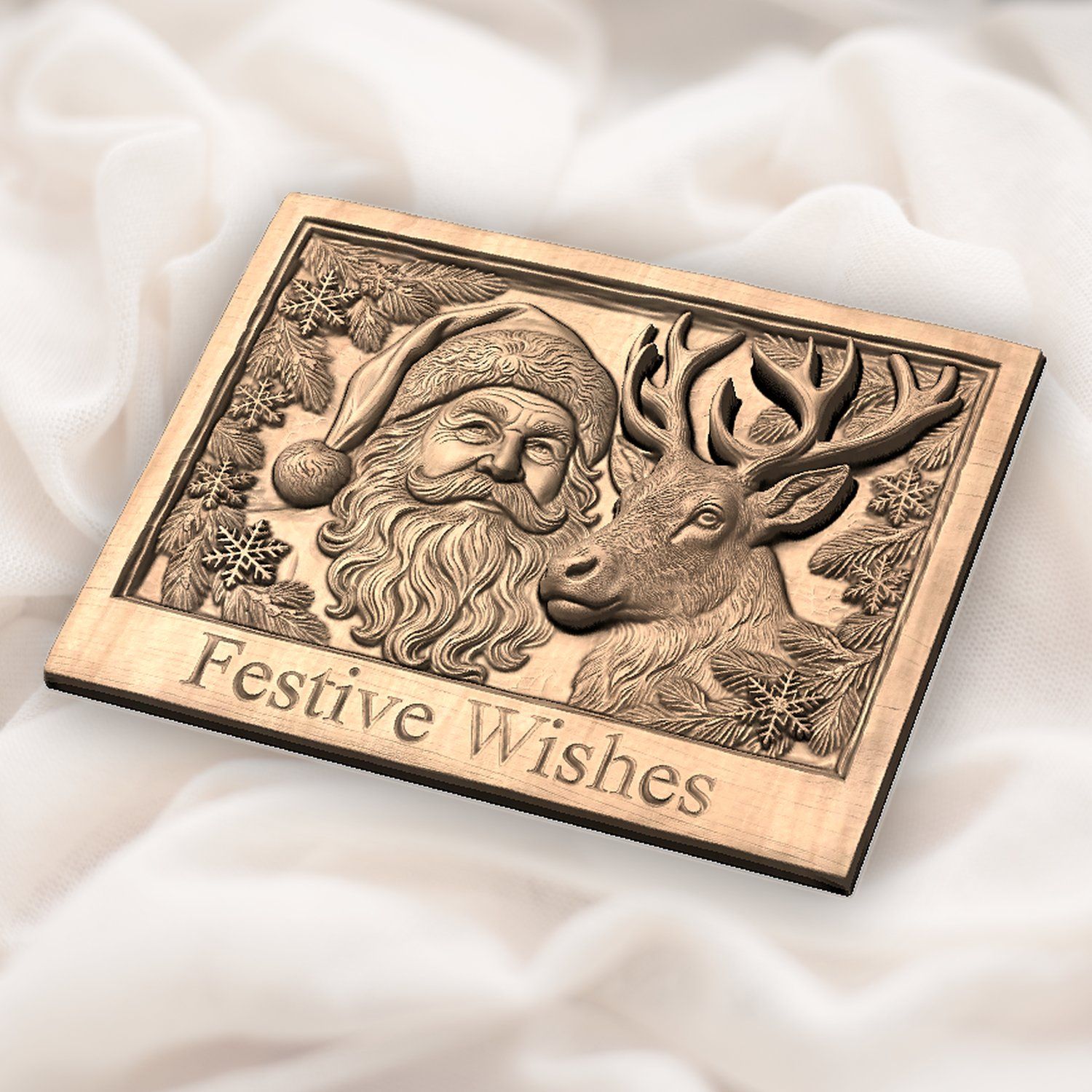 Santa Reindeer Christmas CNC Relief STL bas-relief STL — view 5