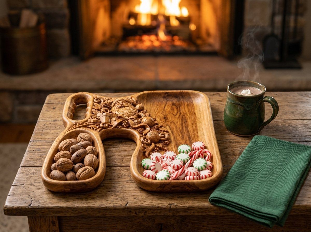 Santa Serving Tray CNC Relief STL bas-relief STL — view 12