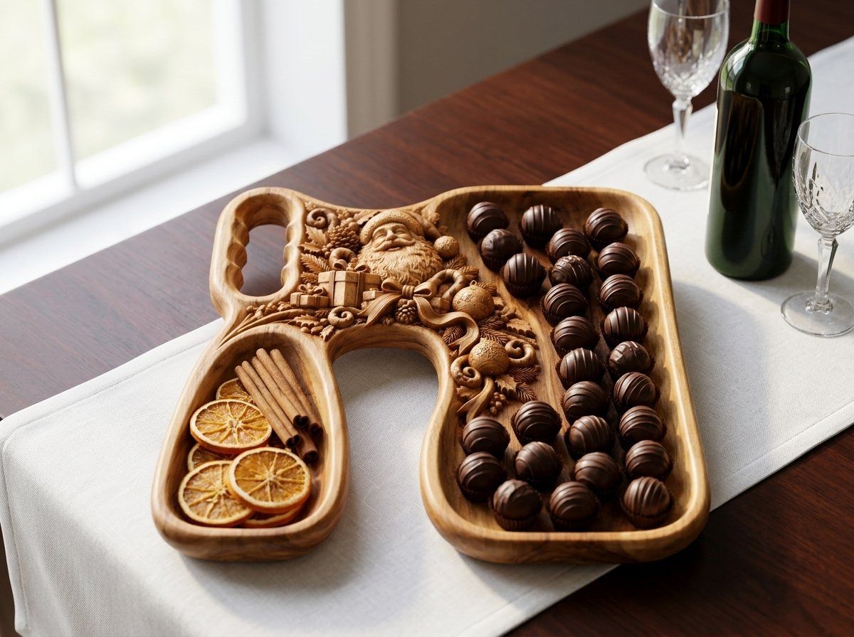 Santa Serving Tray CNC Relief STL bas-relief STL — view 13