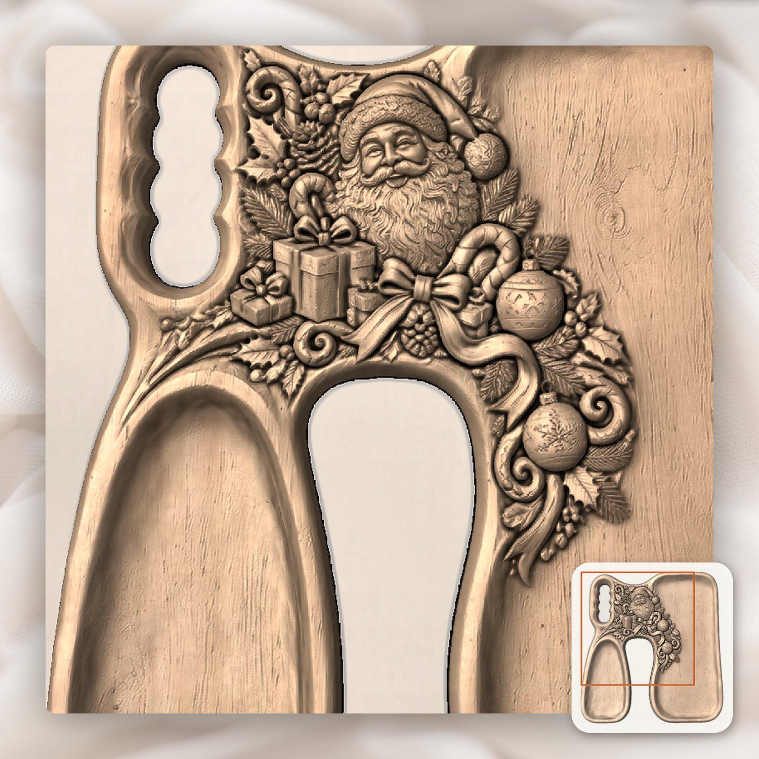 Santa Serving Tray CNC Relief STL bas-relief STL — view 6