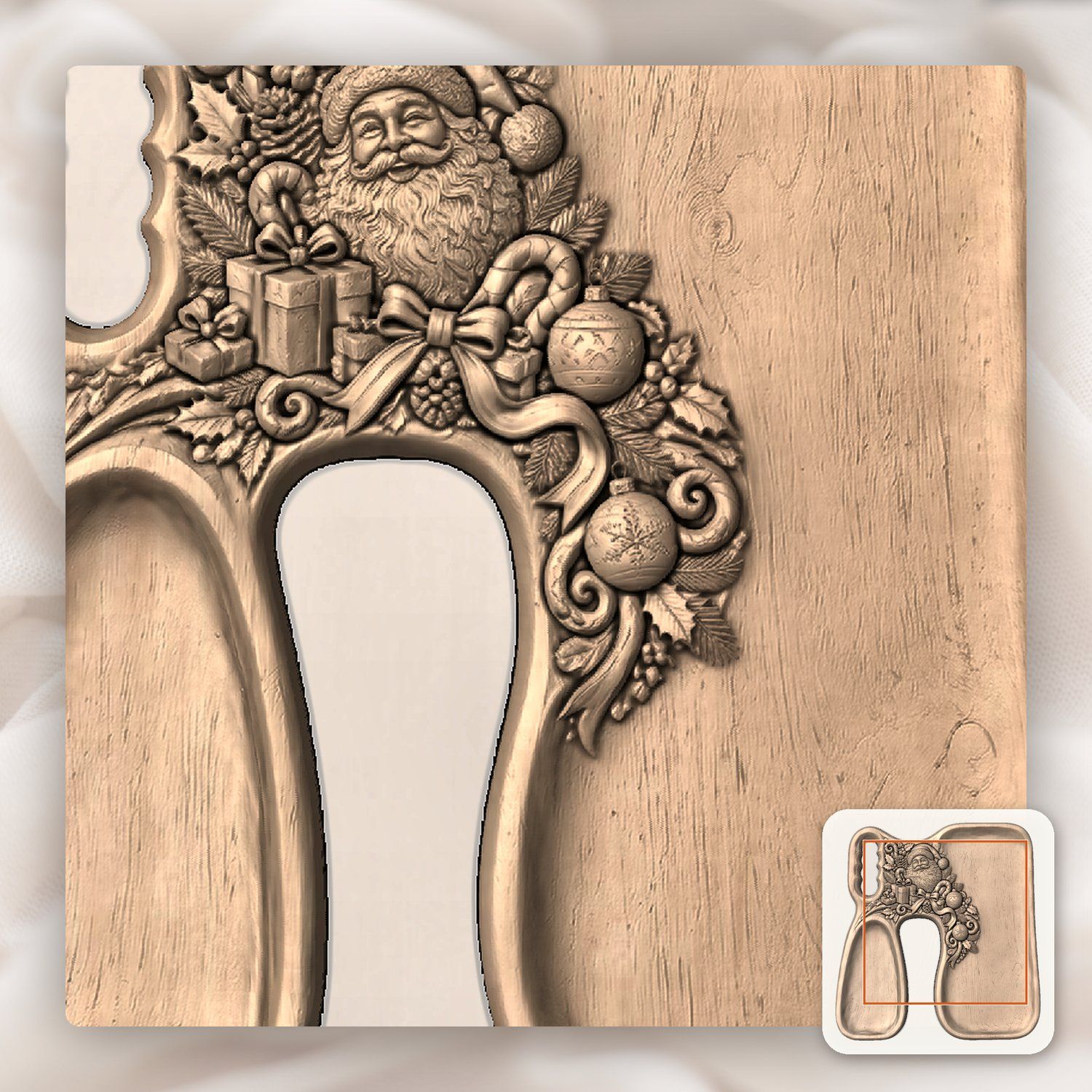 Santa Serving Tray CNC Relief STL bas-relief STL — view 7