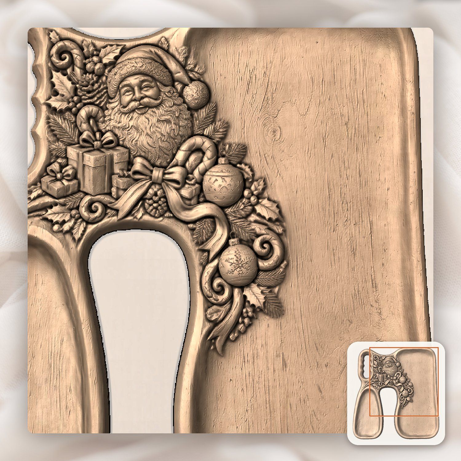 Santa Serving Tray CNC Relief STL bas-relief STL — view 8