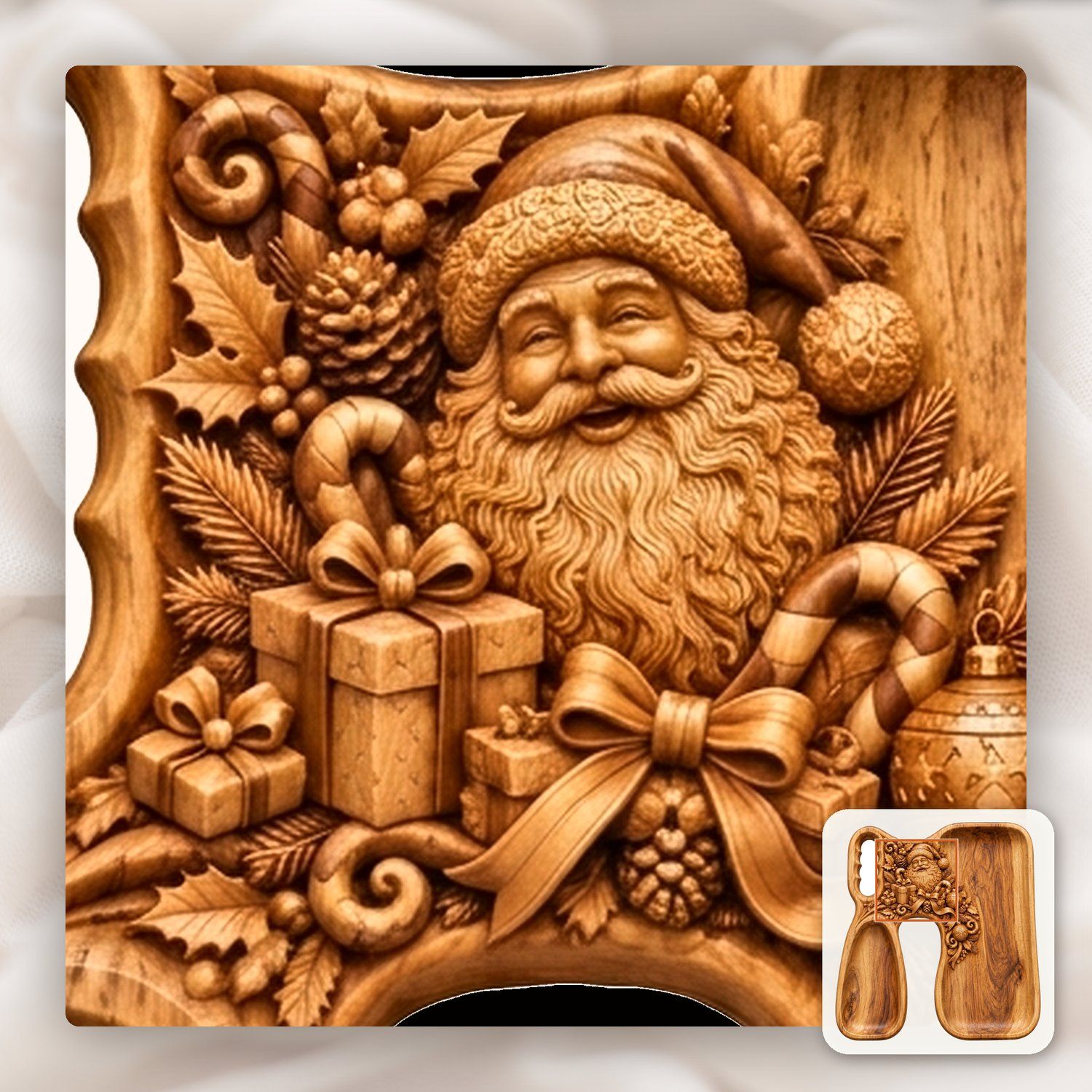 Santa Serving Tray CNC Relief STL bas-relief STL — view 10