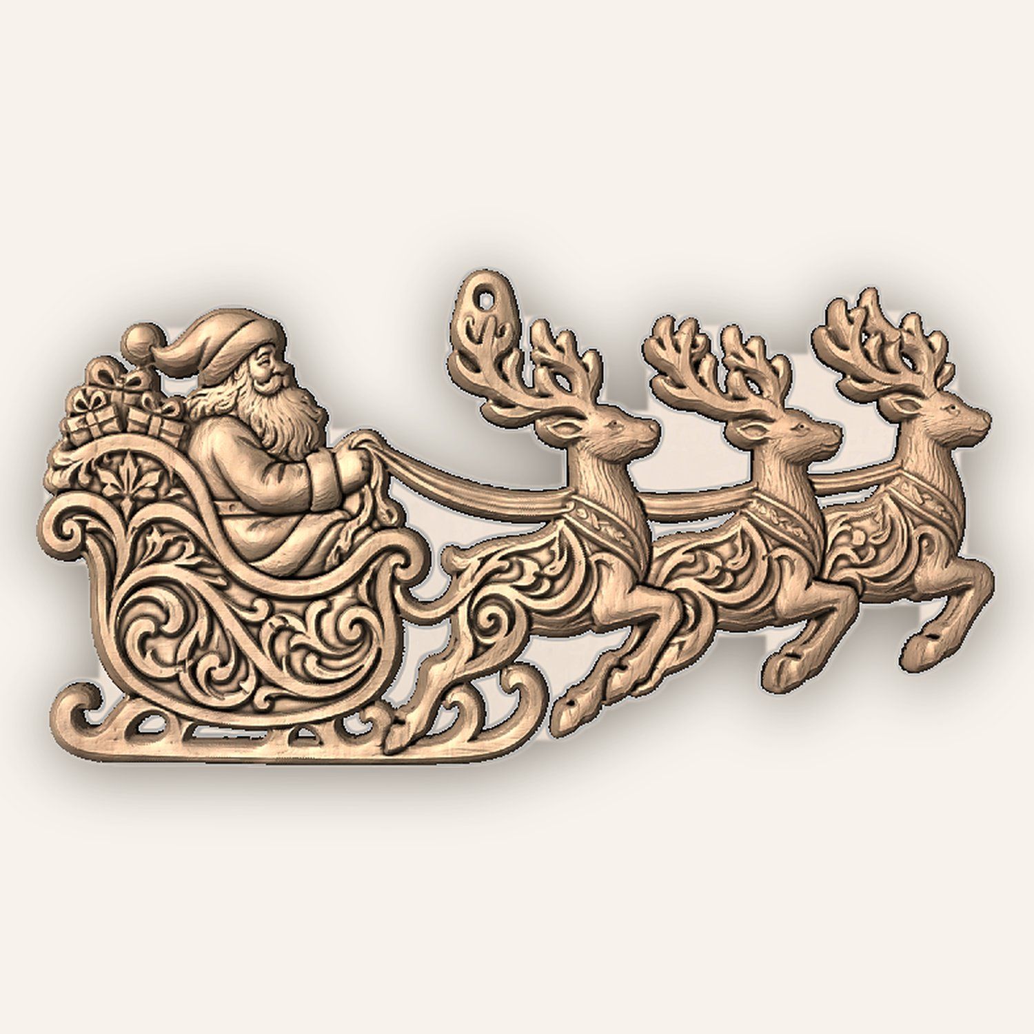 Santa Sleigh Reindeer Ornament CNC Relief STL bas-relief STL — view 4