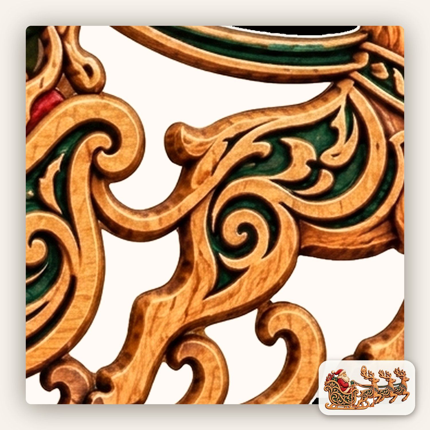 Santa Sleigh Reindeer Ornament CNC Relief STL bas-relief STL — view 10