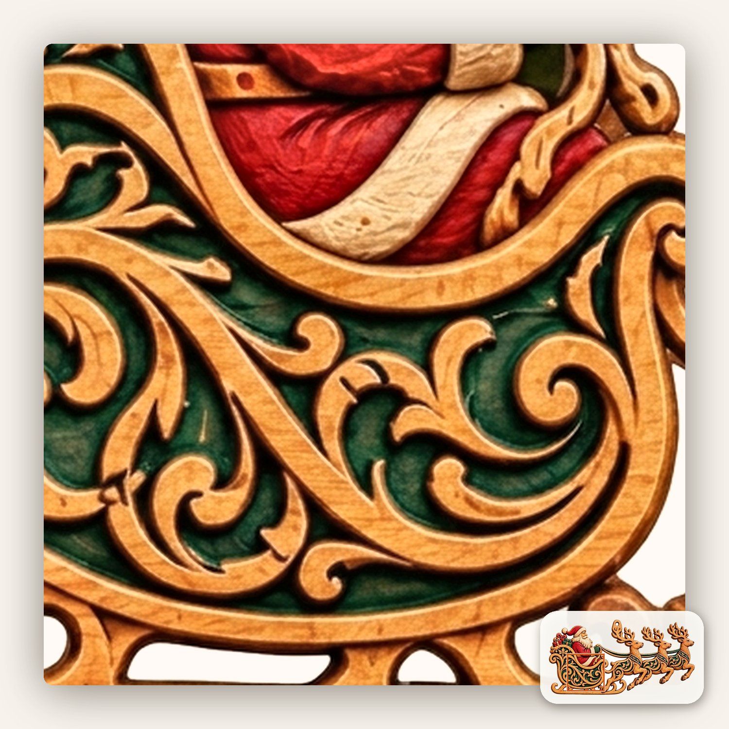 Santa Sleigh Reindeer Ornament CNC Relief STL bas-relief STL — view 11
