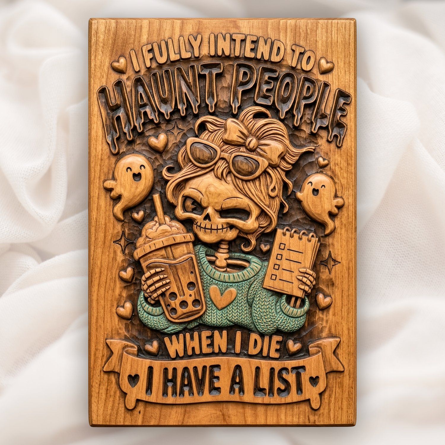 Sassy Skeleton Girl Boba Haunting List CNC Relief STL bas-relief STL design