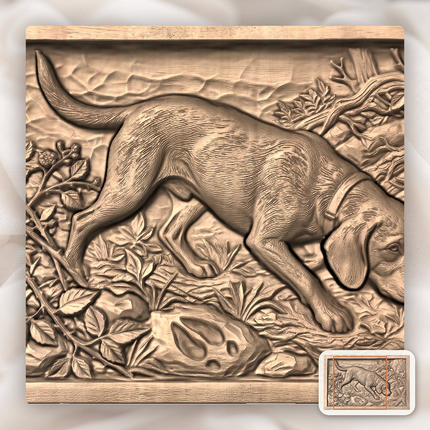 Scent Hound Tracking CNC Relief STL bas-relief STL — view 8