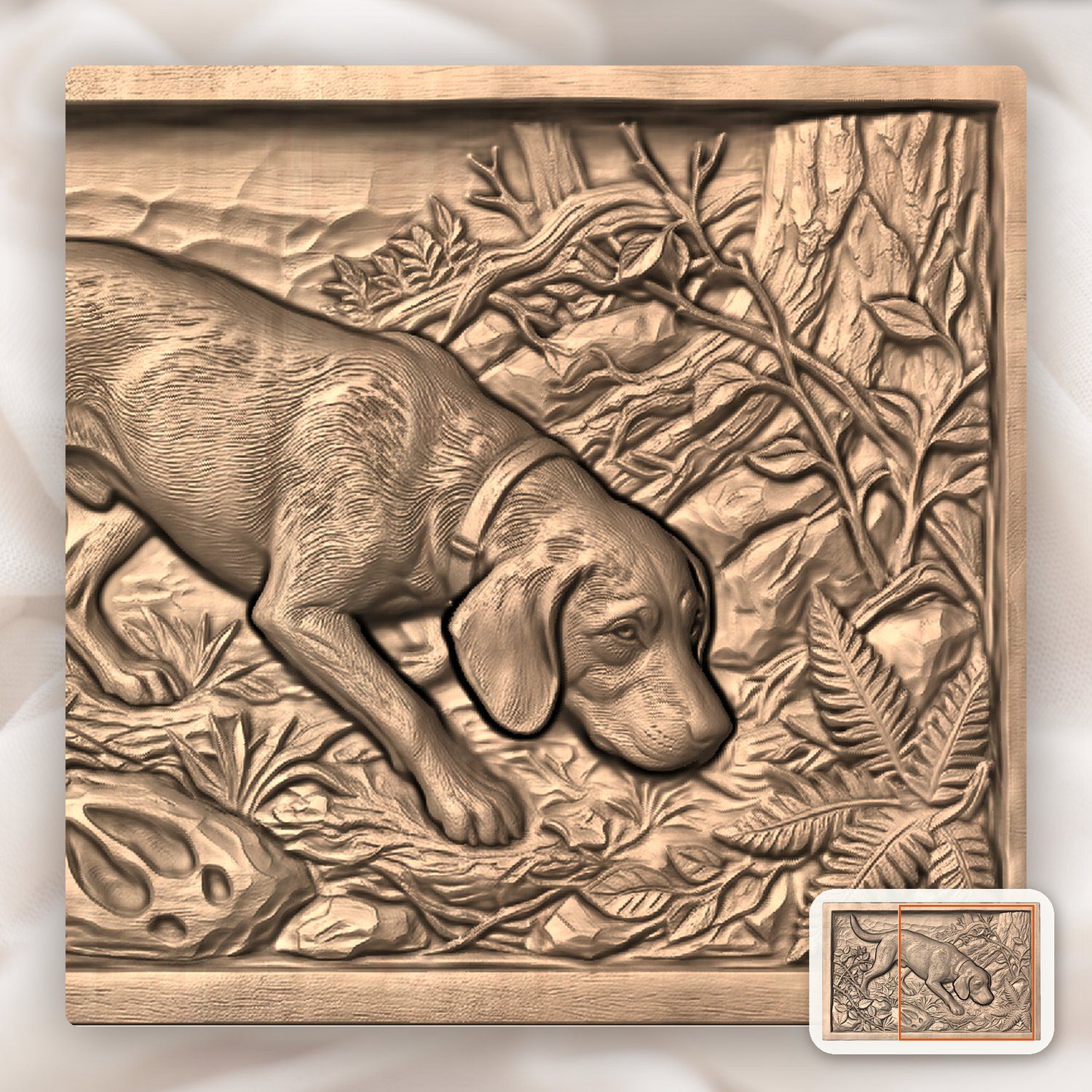 Scent Hound Tracking CNC Relief STL bas-relief STL — view 9