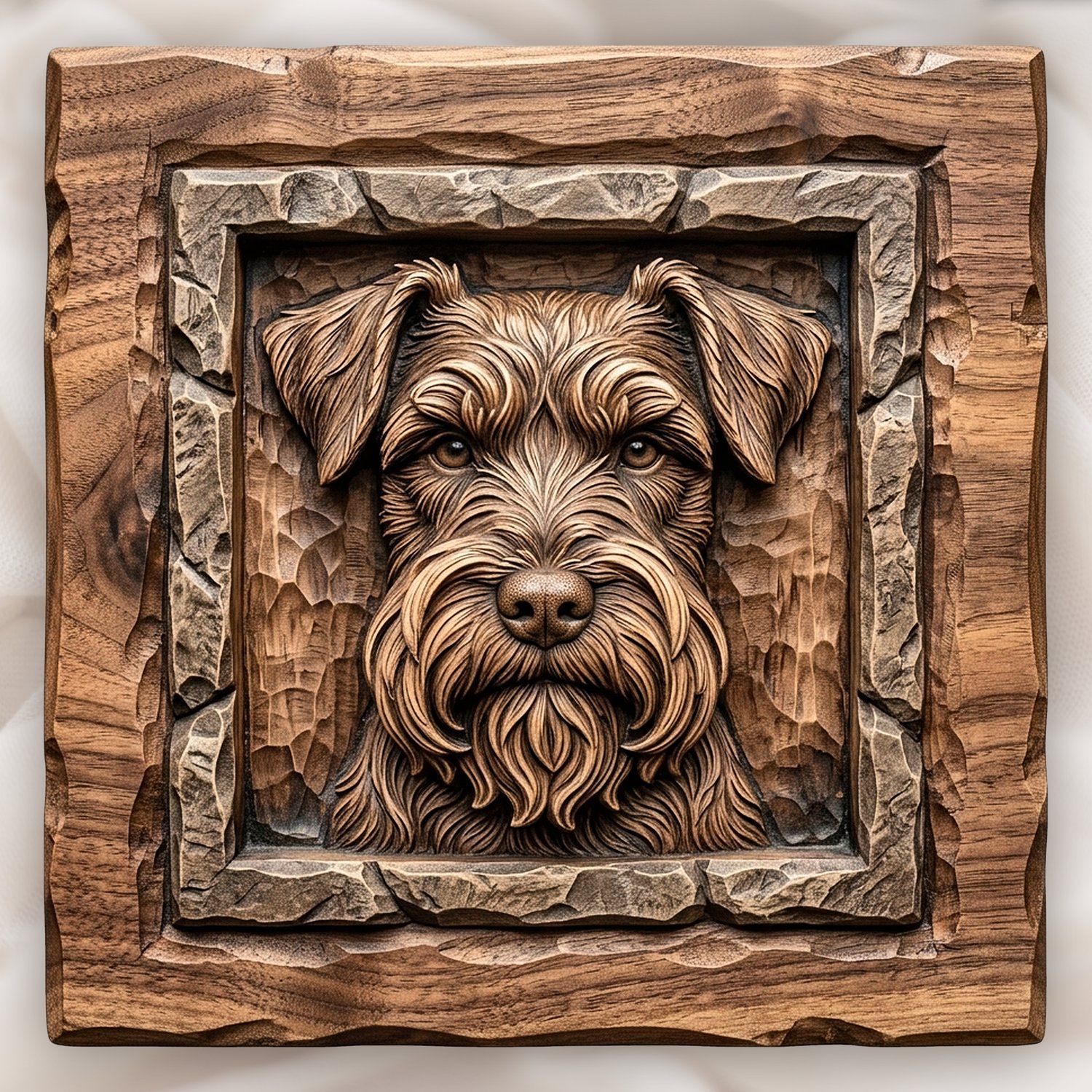 Schnauzer Dog Portrait CNC Relief STL bas-relief STL design