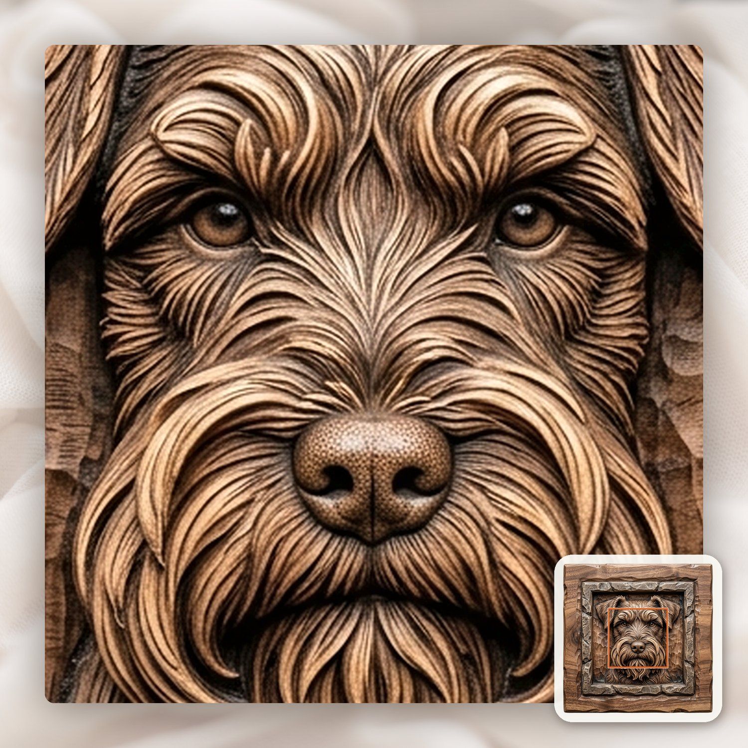 Schnauzer Dog Portrait CNC Relief STL bas-relief STL — view 11