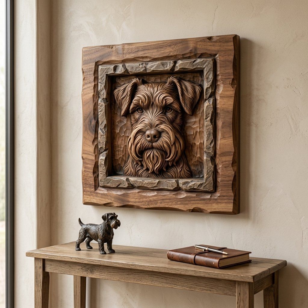 Schnauzer Dog Portrait CNC Relief STL bas-relief STL — view 13