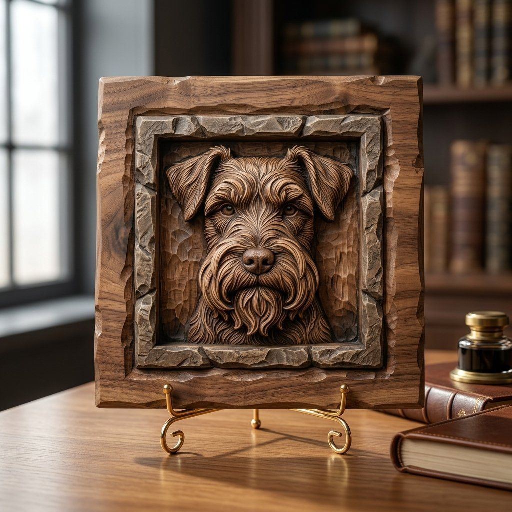 Schnauzer Dog Portrait CNC Relief STL bas-relief STL — view 3