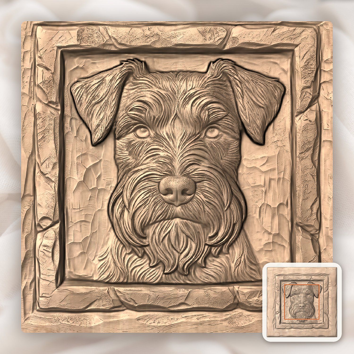 Schnauzer Dog Portrait CNC Relief STL bas-relief STL — view 6