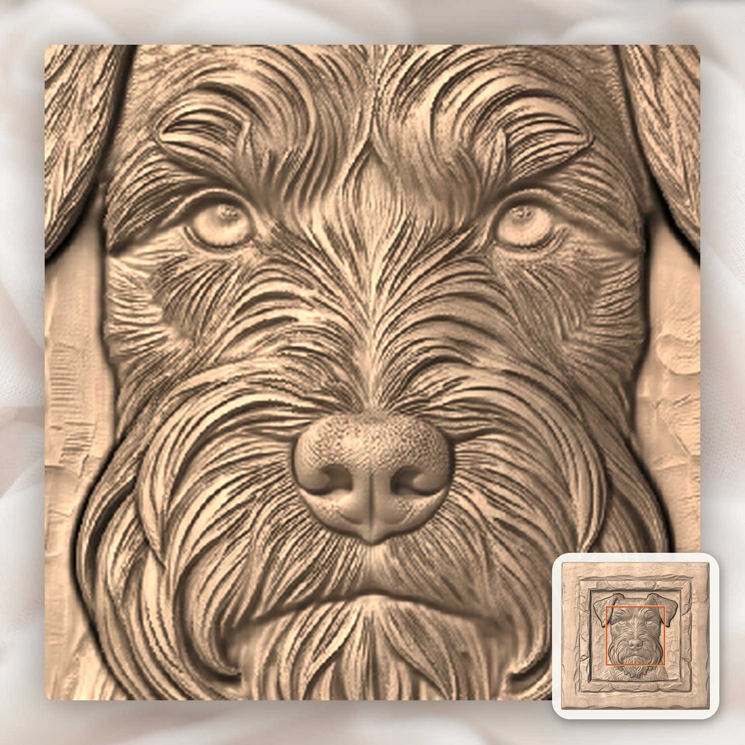 Schnauzer Dog Portrait CNC Relief STL bas-relief STL — view 7