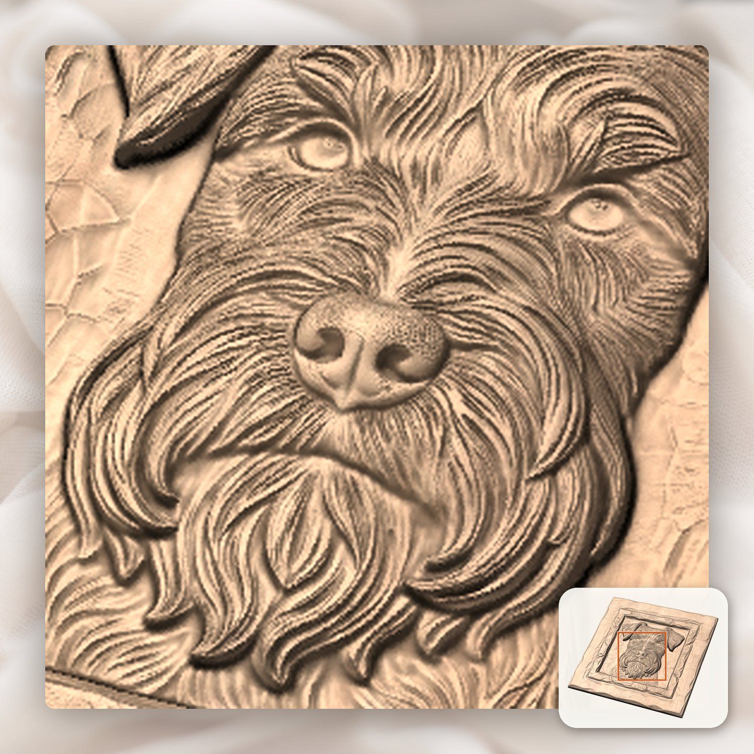 Schnauzer Dog Portrait CNC Relief STL bas-relief STL — view 9
