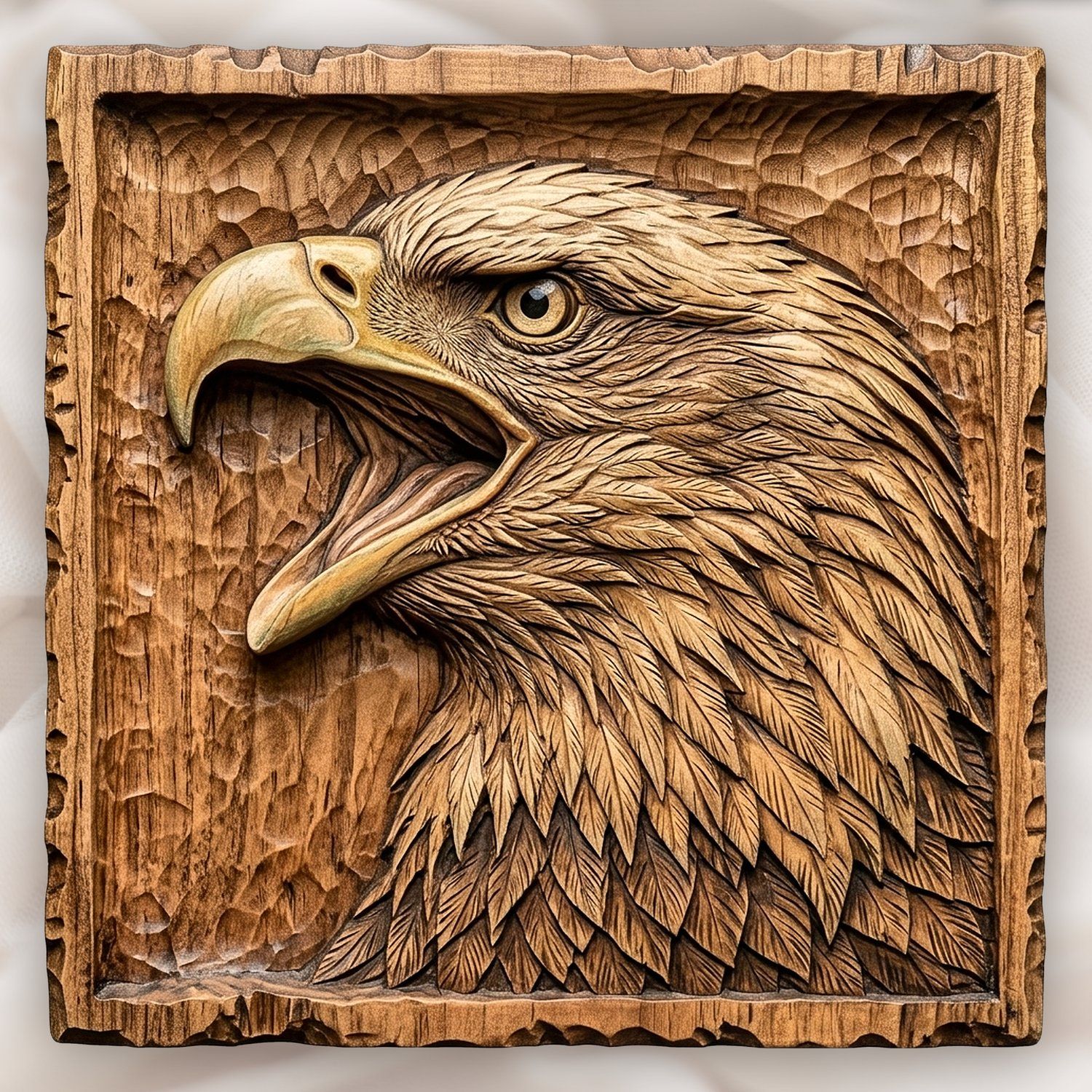 Screaming Bald Eagle Head Portrait CNC Relief STL bas-relief STL design
