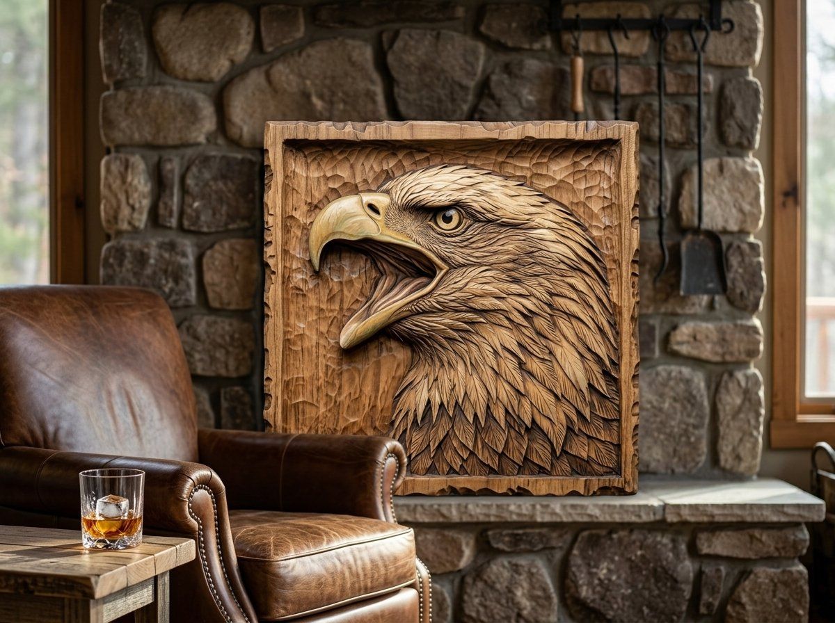 Screaming Bald Eagle Head Portrait CNC Relief STL bas-relief STL — view 12