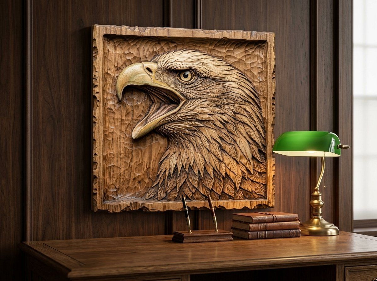 Screaming Bald Eagle Head Portrait CNC Relief STL bas-relief STL — view 13