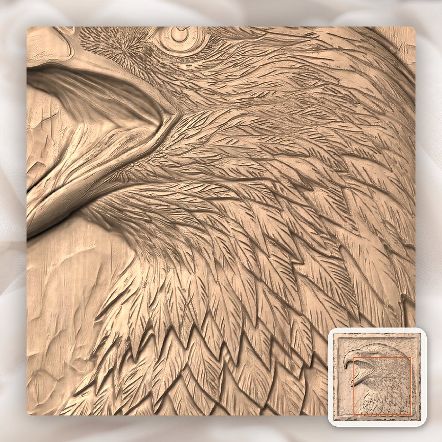 Screaming Bald Eagle Head Portrait CNC Relief STL bas-relief STL — view 6