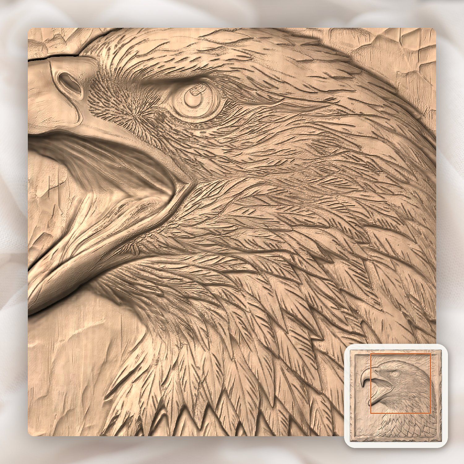 Screaming Bald Eagle Head Portrait CNC Relief STL bas-relief STL — view 7