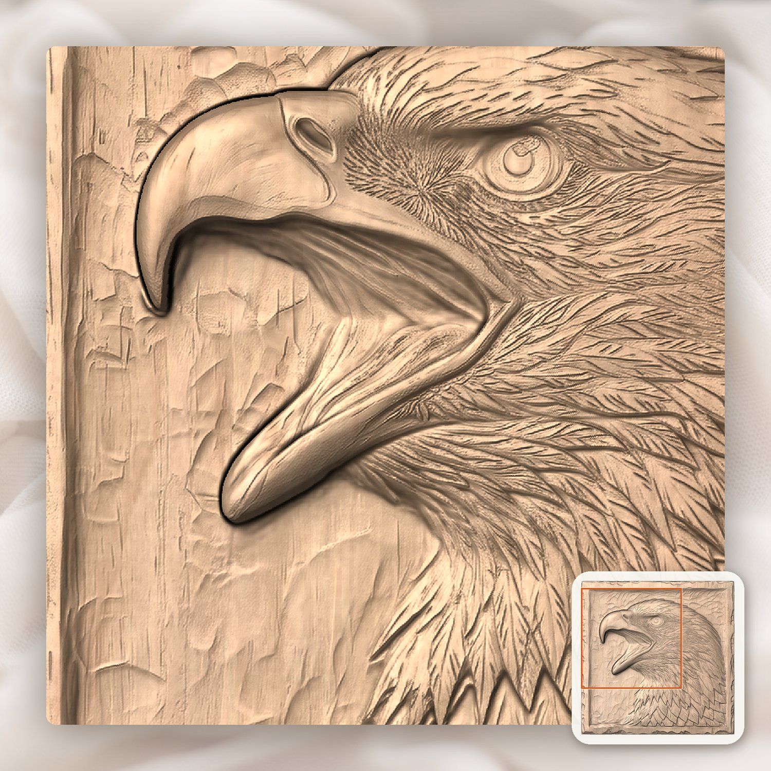 Screaming Bald Eagle Head Portrait CNC Relief STL bas-relief STL — view 8