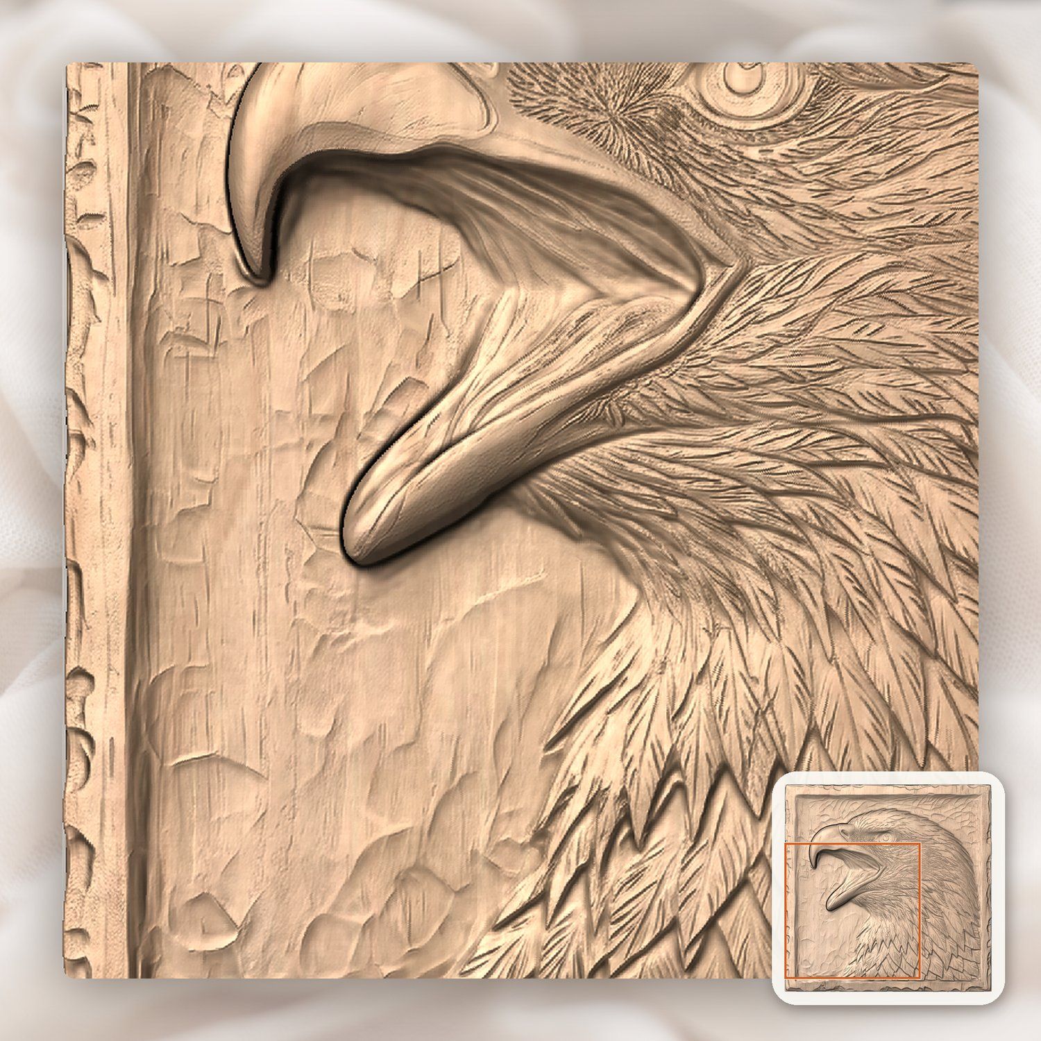 Screaming Bald Eagle Head Portrait CNC Relief STL bas-relief STL — view 9